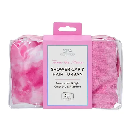 CALA GORRO DE DUCHA Y TURBANTE 69258 HOT PINK TIE