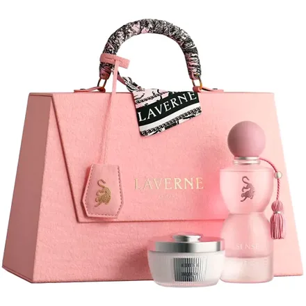 Laverne Perfume Sense Rosa Plus Bady Powder 70GR Bag Set 75ml