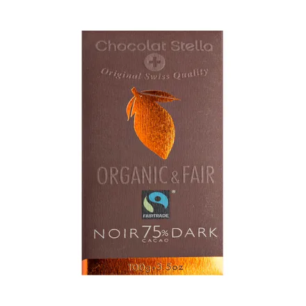 Chocolate Stella Organic Fair 75 Cacao 100 Gr
