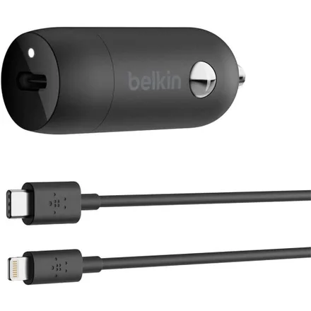 Carregador Veicular Belkin CCA003BT04BK USB-C + Cabo USB-C/Lightning – Preto