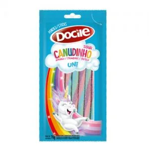 Bala Gelatina Docile Canudinho Unicornio Morango Citrico 70g