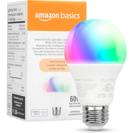 Lampada Amazon Basics A19 Light Bulb Muda Cor Equivalente