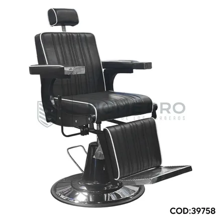 Cadeira de Barbeiro LM PRO: Elegância Clássica em Preto e Cromo