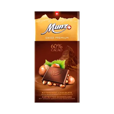 Chocolate Munz Swiss 60 Cocoa Hazelnuts 100 Gr