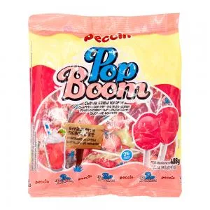 Pirulito Pop Boom Peccin Milk Shake Morango 408g