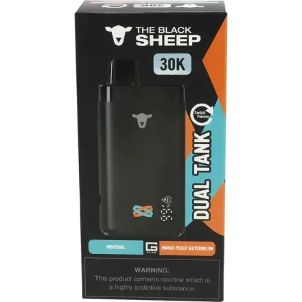 THE BLACK SHEEP VAPER DESECHABLE 30000PUFFS MENTHOL/MANGO PEACH WATERMELON