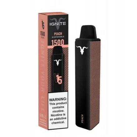 Vape Descartavel Ignite V15 1500 Puff 5 Nicotina Peach