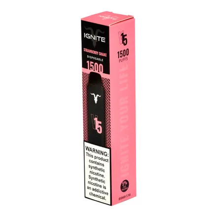 Vape Descartavel Ignite V15 1500 Puffs Strawberry Shake 5 Nicotina