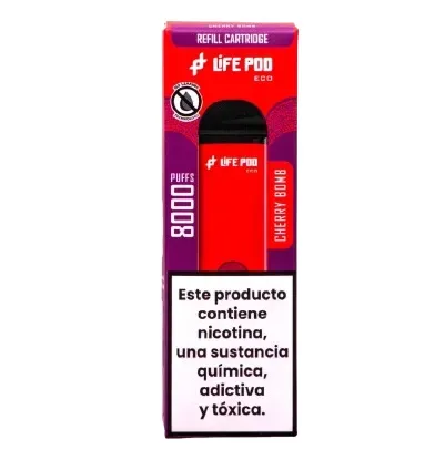 LIFE POD VAPER DESECHABLE ECO CARTRIDGE 8000PUFFS PASSION STRAWBER.ICE