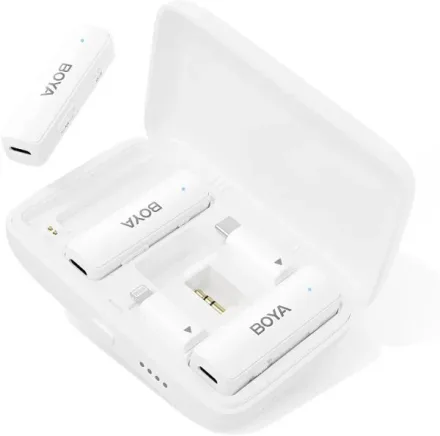 BOYA MICRÓFONO BOYALINK WIRELESS USB-C/IPHONE/3.5MM BLANCO