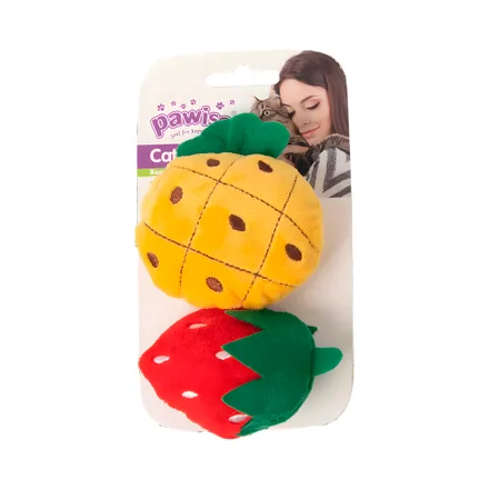 Juguete Mascota Pawise Meow Life Peluche Pina Fresa 2 Piezas
