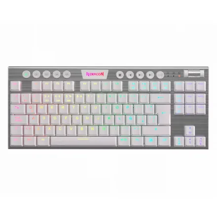 Teclado Redragon Horus TKL K622W-RGB-SP Switch Red - Branco
