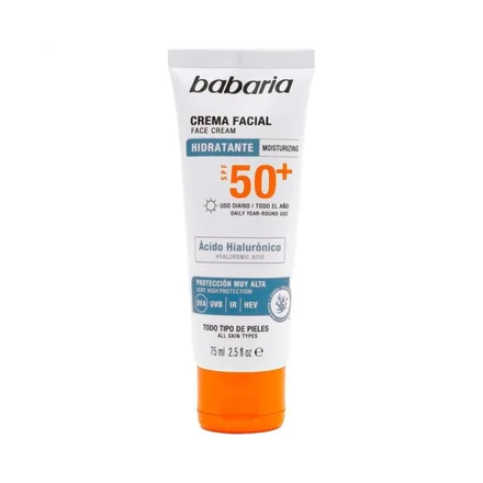 Babaria Crema Facial Con Acido Hialuronico Spf 50 75ml