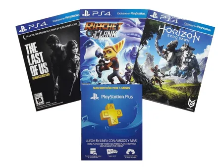 Jogo PS4 3 Jogos Cart Live Last Of Us Ratchet Clank Horizon Zero Dawn