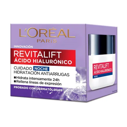 Crema Facial Oreal Revitalift Acido Hialuronico Noche 50ml