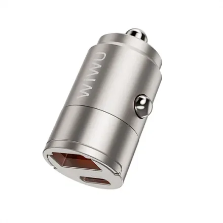 WIWU CARGADOR VEHICULAR NANO WI-QC028 USB-A/USB-C 30W TITANIUM