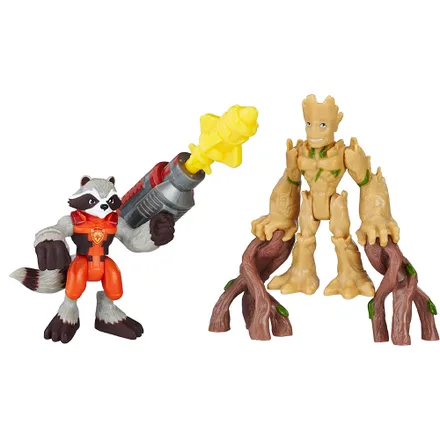Bonecos Hasbro E0555 Sha Power UP Rocket Raccoon And Groot