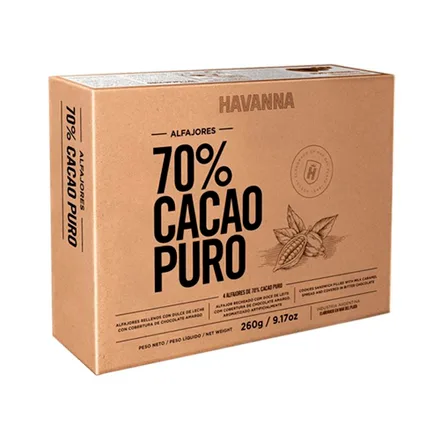 Alfajor Havanna Chocolate 70 Cacao Puro 260 Gramos 4