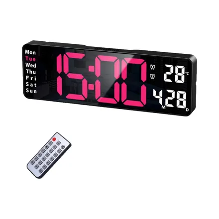 Reloj Digital De Pared Satellite Ac T6815 Led Rosa