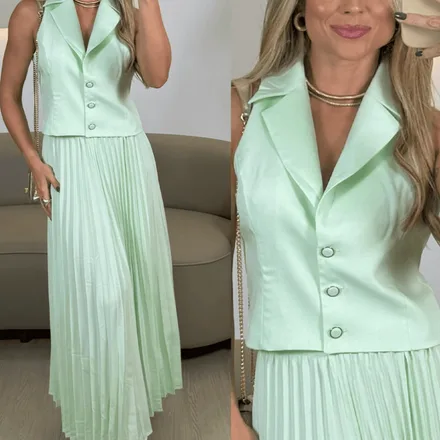 CONJUNTO SAIA PLISSADA