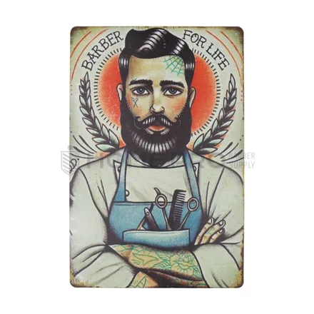 PLACA DECORATIVA VINTAGE DE BARBERIA 20CM X 30CM