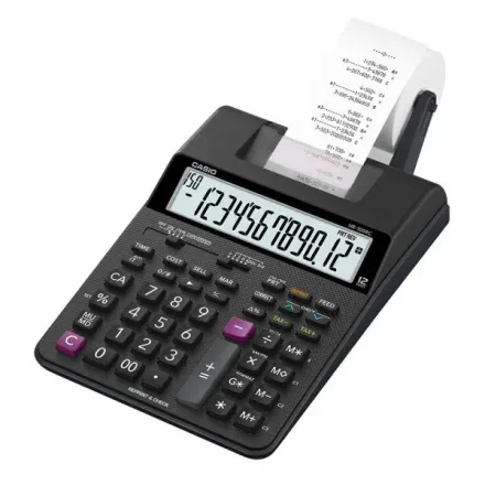 CASIO CALCULADORA HR-100RC 12DIG CON BOBINA PILA NEGRO