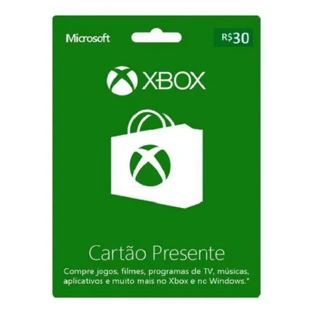 Cartao Presente 30 Xbox Live