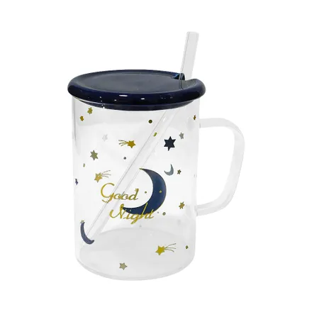 Taza Con Tapa Pajita Life Home 450ml