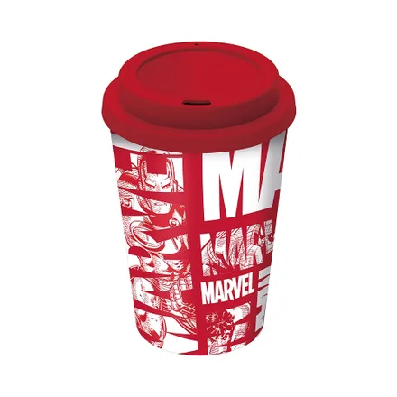 Vaso Con Tapa Stor Marvel Rojo 390ml