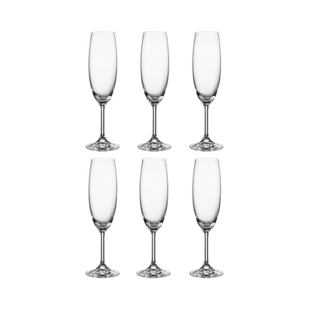 Set Copas Champan Bohemia Cristallin 6 Piezas 220ml