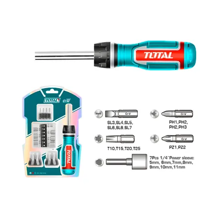 Destornillador Ratchet Puntas Total 24 Piezas