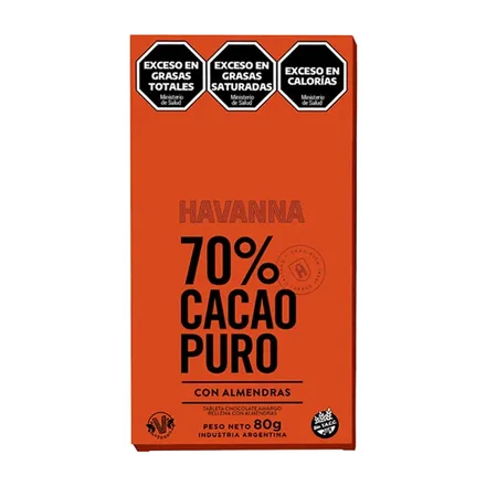 Chocolate Havanna 80GR Cacao 70 Con Almendras