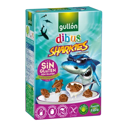 GALLETAS GULLON DIBUS SHARKIES SIN GLUTEN 250GR