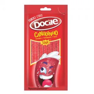 Bala Gelatina Docile Canudinho Morango Citrico 70g