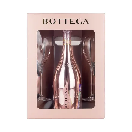 Espumante Bottega Rose Glamour 2 Copas 750ml