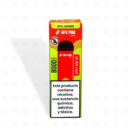 LIFE POD VAPER DESECHABLE ECO PRO CARTRIDGE 8000PUFFS APPLE KIWI ICE