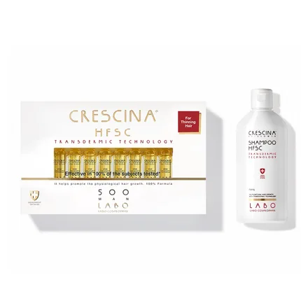 Crescina Pack Crecimento Cabello 500 Man Con 20 Ampollas Plus Shampoo