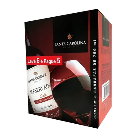 Vino Chileno Tinto Santa Carolina Pague 5 Leve 6 Unidad Cabernet Sauvignon 750ml