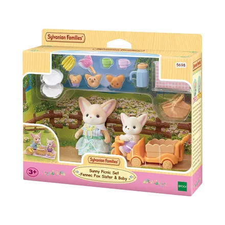 Juego Epoch Sylvanian Families Sunny Picnic Set Fennec Fox Sister Baby 5698