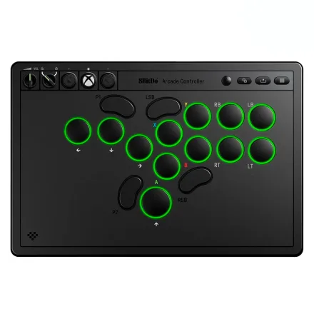 Controle 8BitDo Arcade 81JB01D Sem Fio para Xbox / Windows - Preto