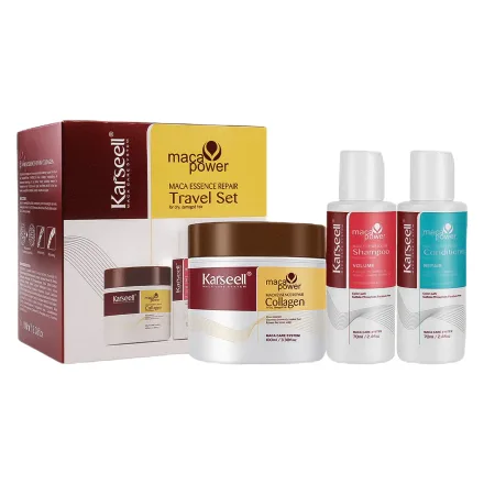 Kit Karseell Mini Travel Mascara Capilar + Shampoo + Condicionador