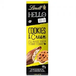 Barra Chocolate Lindt Hello Ao Leite Cookies 100g
