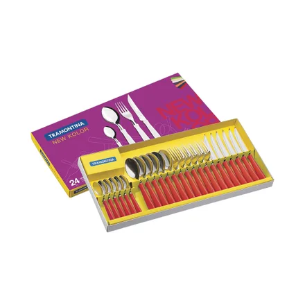 Juego Cubiertos Tramontina Kolor 762 24 Piezas