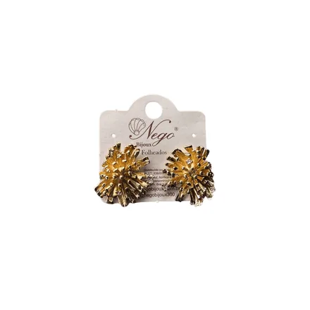 BRINCO FOLHEADO CORAL DOURADO