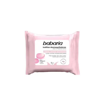 BABARIA TOALLITAS DESMAQUILLADORA ROSA MOSQUETA + VITAMINA E