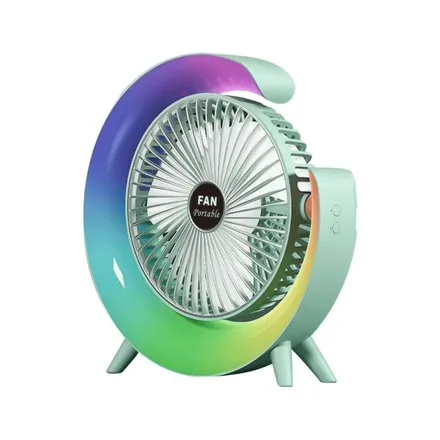 MINI VENTILADOR PORTÁTIL VERDE C/LUZ LED
