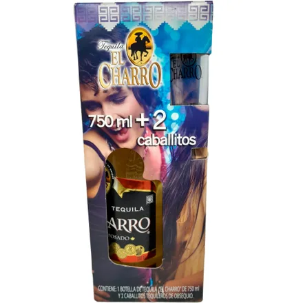 Tequila Charro Reposado Pack Vasitos 750ml