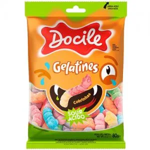 Bala Gelatina Docile Cobrinha Citrica 80g