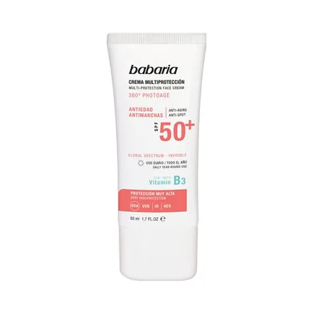 Crema Facial Babaria Multiproteccion Antimanchas Antiedad Spf 50 Plus 360 Photoage 50ml