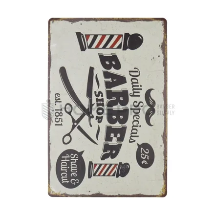 Placa decorativa vintage de barberia 20cm x 30cm